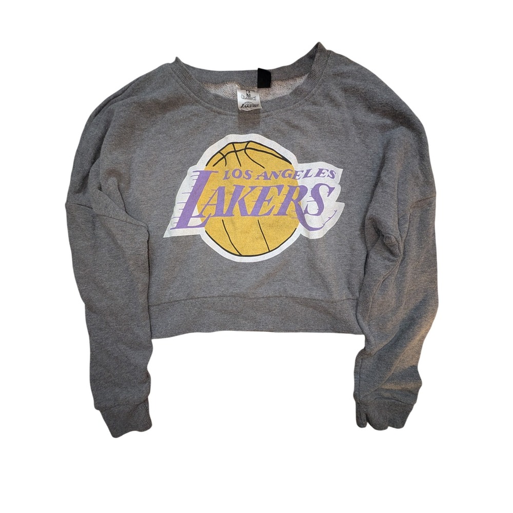 NBA Hardwood Classics Los Angeles Lakers‎ Cropped Sweatshirt Gray Womens Medium
